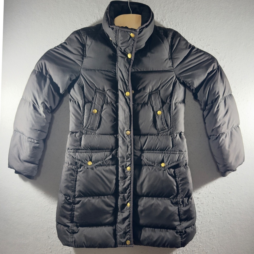 3172 | J.Crew Down Fill Quilted Puffer Parka Jacket Black Women PXS
